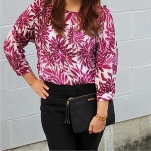LOFT Floral Sheer Blouse